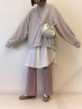 「GU（ジーユー）のアイテム（スウェット、ベージュ系）」を使った、ゆきさん（レディース・163cm）の冬コーディネート