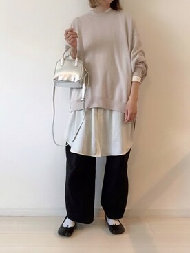 「GU（ジーユー）のアイテム（スウェット、ベージュ系）」を使った、ゆきさん（レディース・163cm）の春コーディネート