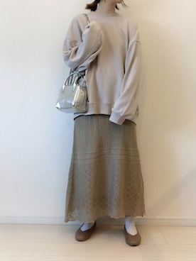 「GU（ジーユー）のアイテム（スウェット、ベージュ系）」を使った、ゆきさん（レディース・163cm）の春コーディネート