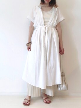 「GU（ジーユー）のアイテム（ワンピース/ドレス、ホワイト系）」を使った、ゆきさん（レディース・163cm）の夏コーディネート
