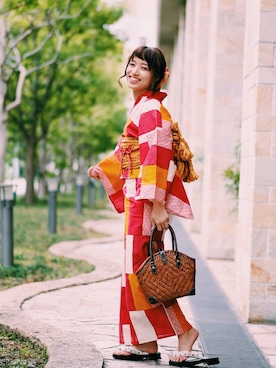 「ゆかたヘアアレンジ」｜みきてぃさん（レディース・155cm）の夏コーディネート