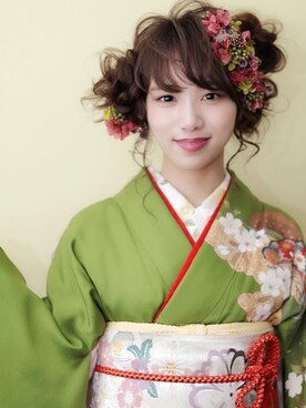 「新年一発目」｜「アイテム（浴衣）」を使った、みきてぃさん（レディース・155cm）の冬コーディネート