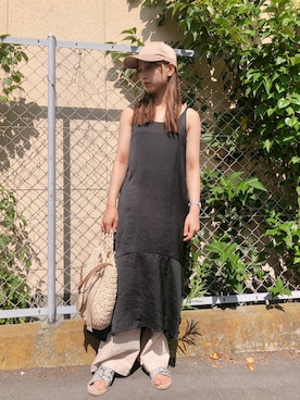 「cache cache（カシュ カシュ）のアイテム（かごバッグ）」を使った、みきてぃさん（レディース・155cm）の夏コーディネート