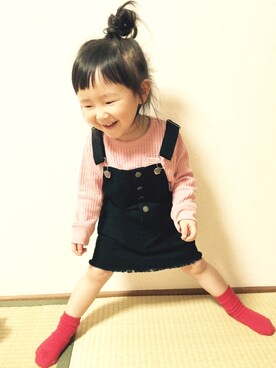 「むすめコーデ」｜「アイテム（オールインワン・サロペット）」を使った、✩︎YUan✩︎さん（キッズ・80cm）の春コーディネート