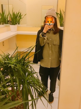 「ニットキャップ」｜「アイテム（カバーオール）」を使った、kaoriさん（レディース・158cm）の冬コーディネート