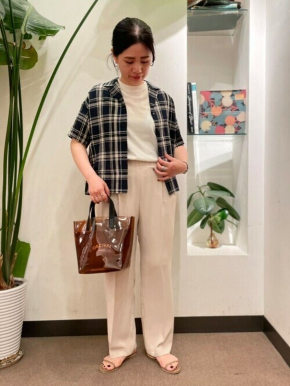 かぐれ（カグレ）の「リネンオープンカラーチェックシャツ（シャツ