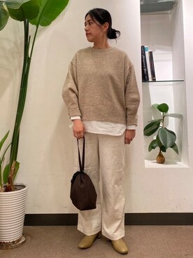 「URBAN RESEARCH DOORS（アーバンリサーチドアーズ）のストレッチショートブーツ（ブーツ、ベージュ系）」を使った、浪口　絵美さん（レディース・164cm）の秋コーディネート