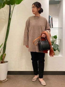 「チェック柄に恋してる」｜「アイテム（バレエシューズ）」を使った、emiinamiiさん（レディース・164cm）の冬コーディネート