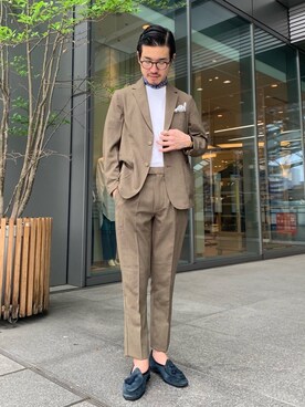 「URBAN RESEARCH（アーバンリサーチ）のアイテム（スラックス）」を使った、YAMASHITAさん（メンズ・167cm）の春コーディネート