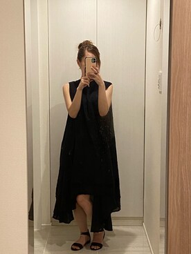 「Anna Nicola（アンナニコラ）のアイテム（ワンピース/ドレス、ブラック系）」を使った、しおりさん（レディース・157cm）の夏コーディネート