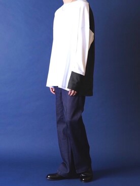 「YON（ヨン）のアイテム（トップス）」を使った、みぎたさん（メンズ・178cm）の夏コーディネート