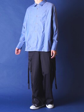 「YON（ヨン）のアイテム（トップス）」を使った、みぎたさん（メンズ・178cm）の夏コーディネート