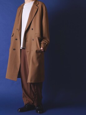 「秋のカフェオレコーデ」｜「アイテム（チェスターコート）」を使った、みぎたさん（メンズ・178cm）の秋コーディネート