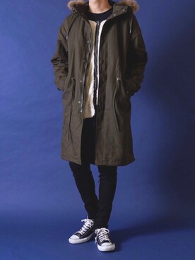 「ボア」｜「アイテム（モッズコート）」を使った、みぎたさん（メンズ・178cm）の秋コーディネート
