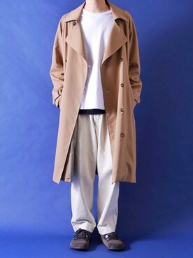 「unfil」｜「アイテム（トレンチコート）」を使った、みぎたさん（メンズ・178cm）の春コーディネート