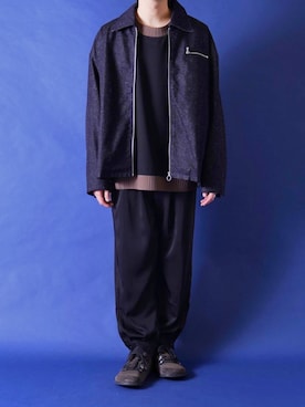 「DOOPZ（ドープス）のDOOPZ　ルーズスリーブジップブルゾン（ブルゾン、ブルー系）」を使った、みぎたさん（メンズ・178cm）の春コーディネート