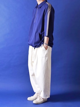 「CASPER JOHN（キャスパージョン）のBalloon Baker Pants/バルーンベイカーパンツ（その他パンツ、ホワイト系）」を使った、みぎたさん（メンズ・178cm）の春コーディネート