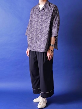 「CASPER JOHN（キャスパージョン）のVarious Dolman Shirts/バリアスドルマンシャツ（シャツ/ブラウス、その他）」を使った、みぎたさん（メンズ・178cm）の春コーディネート