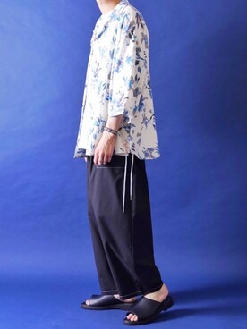 「CASPER JOHN（キャスパージョン）のVarious Dolman Shirts/バリアスドルマンシャツ（シャツ/ブラウス、ホワイト系）」を使った、みぎたさん（メンズ・178cm）の春コーディネート