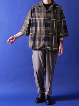 「CASPER JOHN（キャスパージョン）のVarious Dolman Shirts/バリアスドルマンシャツ（シャツ/ブラウス、その他）」を使った、みぎたさん（メンズ・178cm）の春コーディネート