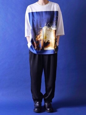 「DOOPZ（ドープス）のDOOPZ　カフスイージーパンツ（その他パンツ、ブラック系）」を使った、みぎたさん（メンズ・178cm）の春コーディネート