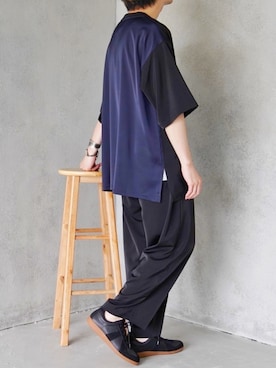 「CASPER JOHN（キャスパージョン）のアイテム（Tシャツ/カットソー、ブラック系）」を使った、みぎたさん（メンズ・178cm）の春コーディネート