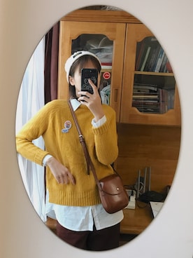 「盐系风格」｜「アイテム（チノパンツ）」を使った、贰玖八さん（レディース・169cm）の冬コーディネート