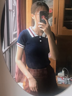 「盐系风格」｜「アイテム（チノパンツ）」を使った、贰玖八さん（レディース・169cm）の春コーディネート