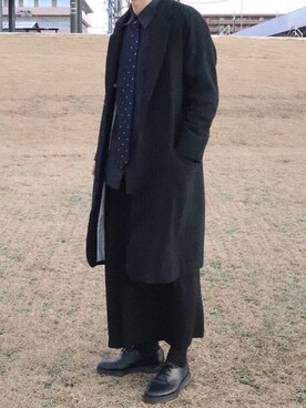 「Yohji Yamamoto（ヨウジヤマモト）のアイテム（フォーマルスーツ/小物）」を使った、suzuさん（メンズ・180cm）の冬コーディネート