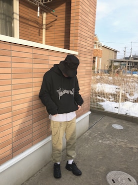 「韓国スタイル」｜「アイテム（チノパンツ）」を使った、ぼっちゃんさん（メンズ・165cm）の冬コーディネート