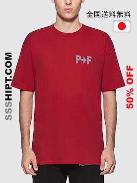 「PLACES+FACES（プレイシーズフェイシーズ）のアイテム（Tシャツ/カットソー、レッド系）」を使った、SSSHIPT |JP 🇯🇵さん（165cm）の秋コーディネート