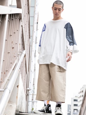 「CASPER JOHN AIVER（キャスパージョンアイバー）のアイテム」を使った、AIVERさん（メンズ・173cm）の夏コーディネート