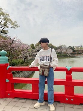 「AIVER（アイバー）のアイテム（スウェット）」を使った、AIVERさん（メンズ・167cm）の春コーディネート