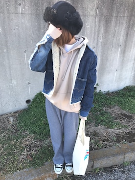 「Levi's（リーバイス）のアイテム（その他アウター）」を使った、ブリトーさん（レディース・153cm）の冬コーディネート