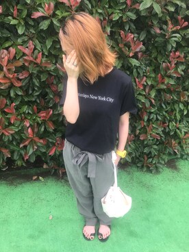 「サタデーズ ニューヨークシティ (Saturdays NYC)」｜「アイテム（サンダル）」を使った、ブリトーさん（レディース・153cm）の夏コーディネート