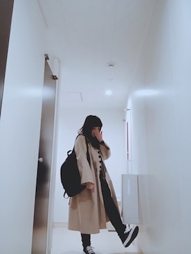 「KBF（ケイビーエフ）のBIGフーディコート（その他アウター）」を使った、seri_chanさん（レディース・158cm）の春コーディネート