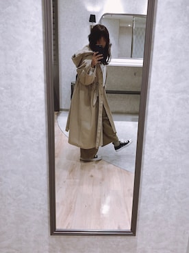 「KBF（ケイビーエフ）のBIGフーディコート（その他アウター）」を使った、seri_chanさん（レディース・158cm）の春コーディネート