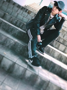 「ライタースジャケット」｜「アイテム（その他）」を使った、むーむーさん（メンズ・168cm）の春コーディネート