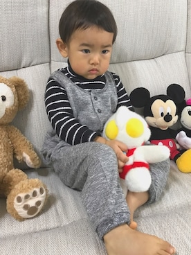 「静岡キッズ」｜「アイテム（オールインワン・サロペット）」を使った、keimayuさん（キッズ・80cm）の冬コーディネート