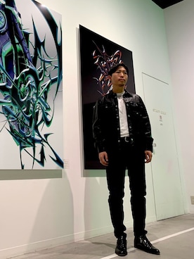 「DIESEL（ディーゼル）のアイテム（ライダースジャケット）」を使った、shimodaさん（メンズ・167cm）の秋コーディネート