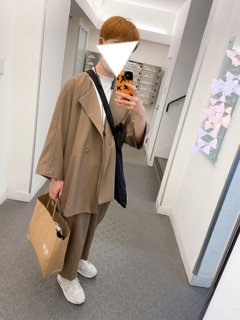 「セットアップ、ブラウス、カジュアル」｜「nop de nodのCloche T/Rサージノーカラージャケット（ブルゾン、ブラウン系）」を使った、ゆみねむさん（レディース・160cm）の夏コーディネートの1枚目の写真