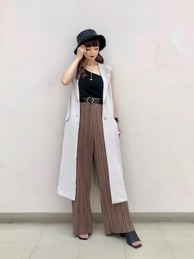 「3色コーデ」｜「アイテム（ダウンジャケット/コート）」を使った、SHIZUKA❁⃘*.ﾟさん（レディース・160cm）の夏コーディネート
