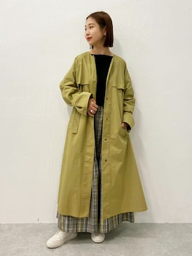 「BEARDSLEY（ビアズリー）のアイテム（トレンチコート）」を使った、hayashiさん（レディース・155cm）の冬コーディネート