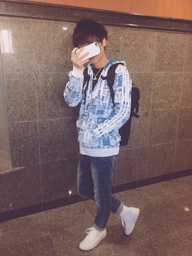 「※ALPHA（アルファ）のアイテム（バックパック/リュック）」を使った、べっぷんさん（メンズ・170cm）の冬コーディネート