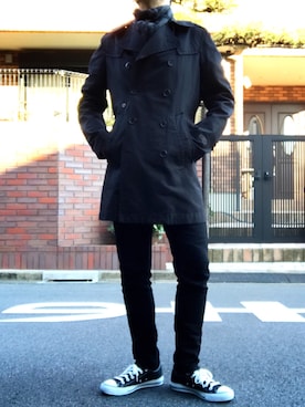 「DIESEL（ディーゼル）のアイテム（トレンチコート）」を使った、KAZUさん（メンズ・173cm）の冬コーディネート