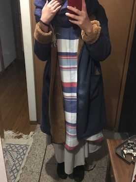 「Ne-net（ネネット）のアイテム（ノーカラージャケット）」を使った、ika:)さん（レディース・163cm）の冬コーディネート