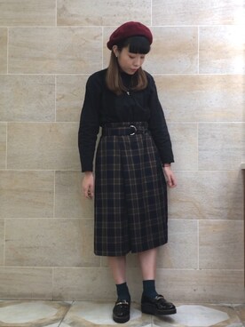 「Te chichi（テチチ）のアイテム（ハンチング/ベレー帽）」を使った、ano.さん（レディース・161cm）の秋コーディネート