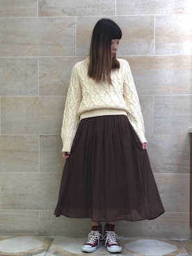 「Te chichi CLASSIC（テチチクラシック）のアイテム（ニット/セーター）」を使った、ano.さん（レディース・161cm）の秋コーディネート