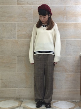 「Te chichi（テチチ）のアイテム（ハンチング/ベレー帽）」を使った、ano.さん（レディース・161cm）の秋コーディネート