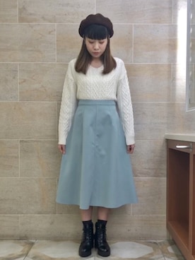 「Te chichi（テチチ）のアイテム（ハンチング/ベレー帽）」を使った、ano.さん（レディース・161cm）の冬コーディネート
